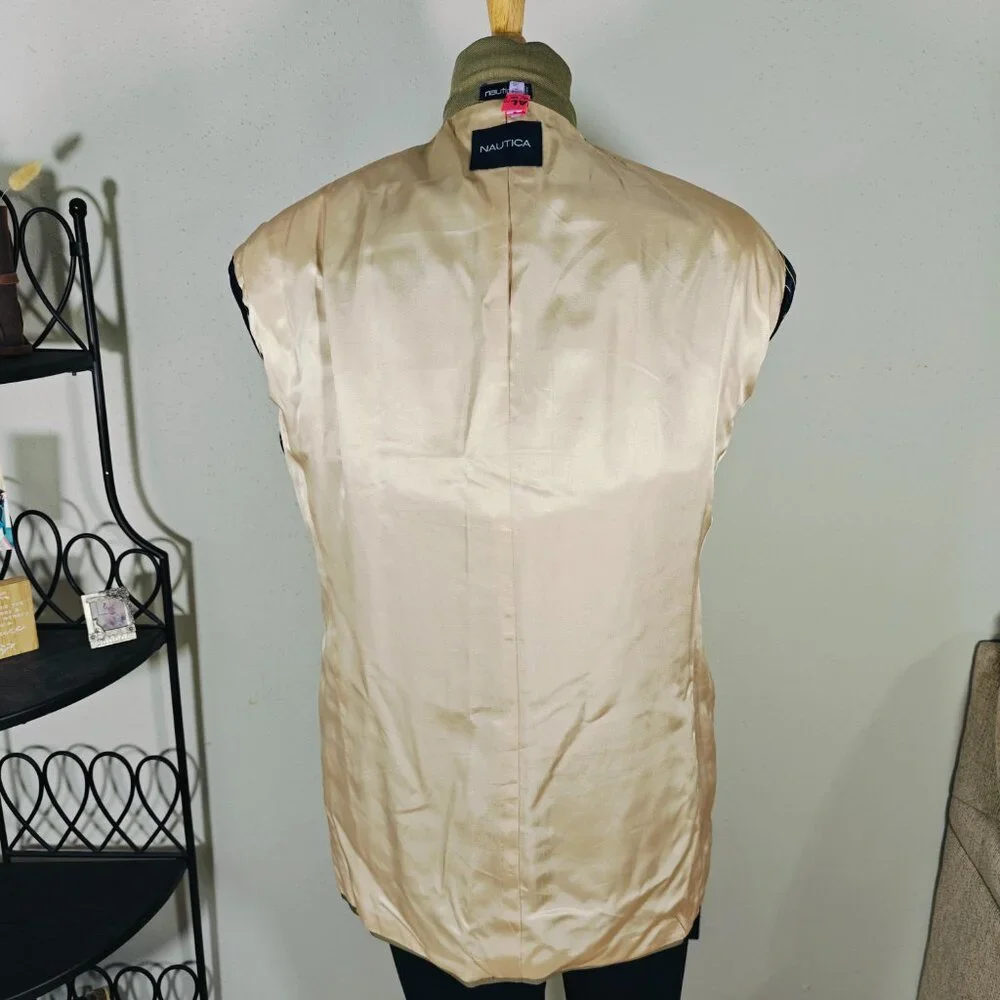 Nautica Lord Taylor Men's Sport Coat‎ Blazer Brown Herringbone Silk Wool Sz 44L